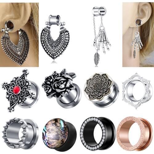 JUNLOWPY 2pcs Ear Plug Tunnel Piercing Screw 2018 New Ear Stretcher Flesh Tunnels Earring Gauges Body Jewelry Punk Ear Tunnels