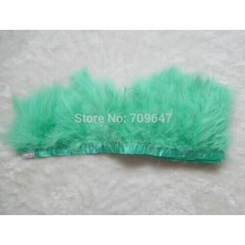 2Yards/pack/lot!Aquamarine Marabou Turkey Feathers Trimming, Fringe Satin Ribbon, Costume,4-6inches wide,feathers decoration