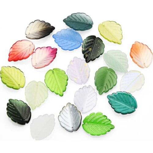 20Pcs 17x24mm Glass Leaf Beads Crystal Pendants Leaves Shape Multi Gradient Color For Jewelry Making Earrings DIY Accessories