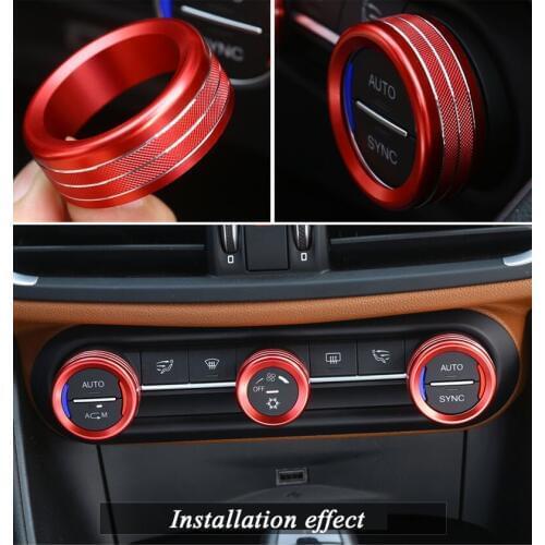 3Pcs For Alfa Romeo Giulia Stelvio 2017 Car Center Console Air Conditioning Knobs Circle Trim Alloy Auto Accessories Styling