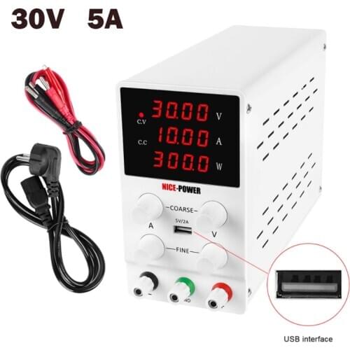 30V 5A Adjustable Laboratory Power Supply 4 Digit LED Display Laptop Phone Repair Switching Voltage Regulator DC Power Supplies