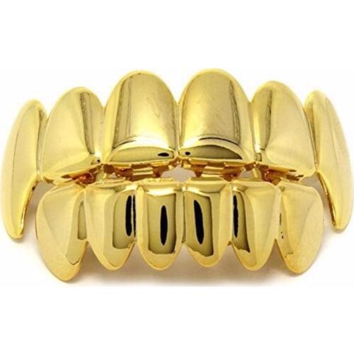 4 Colors Mens Hip Hop TeethGrillz Fang Top Bottom teeth Grillzs Set Hollow TeethGrillz Rapper Jewelry Gold Color Black Rose