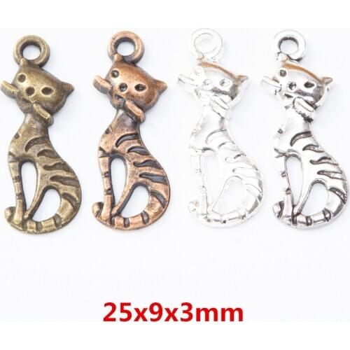 85 pieces of retro metal zinc alloy cat Pendant for DIY handmade jewelry necklace making 8191