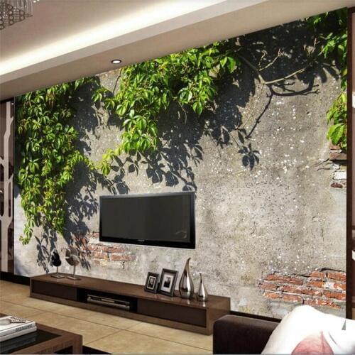 Beibehang Custom wallpaper 3d mural european green tree branch brick wall paper tv background wall papel de parede 3d фотообои