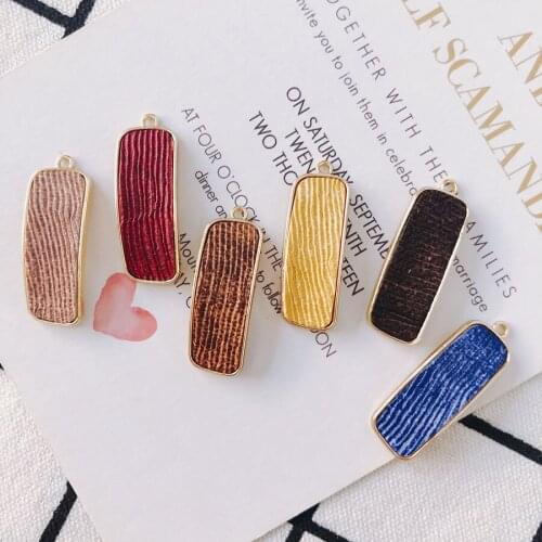Free Shipping 20pcs 32*12mm Colorful Fabric Paved Geometry Rectangle Charms Gold Tone Metal Fashion Earring Necklace Pendants