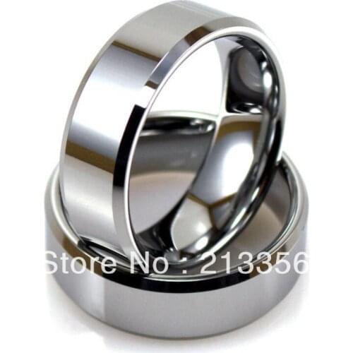 Free Shipping !Wholesales Cheap Price Promotion Sales! USA Hot Selling Mens Silver Tungsten Carbide Wedding Beveled 8mm Ring