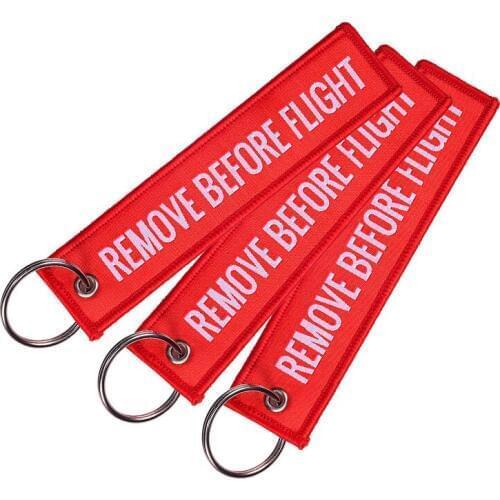 1 Piece Fashion Remove Before Flight Tags Keychain Keyring Rectangle Polyester Embroidery Message Multicolor 13*3CM