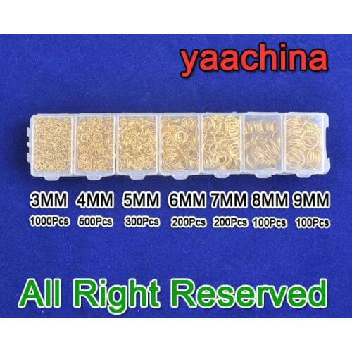 Fast Shipping Lot 2400Pcs 3-4-5-6-7-8-9MM Jewelry Components Findings Jump Rings Yellow Gold Filled Jump Rings A Box