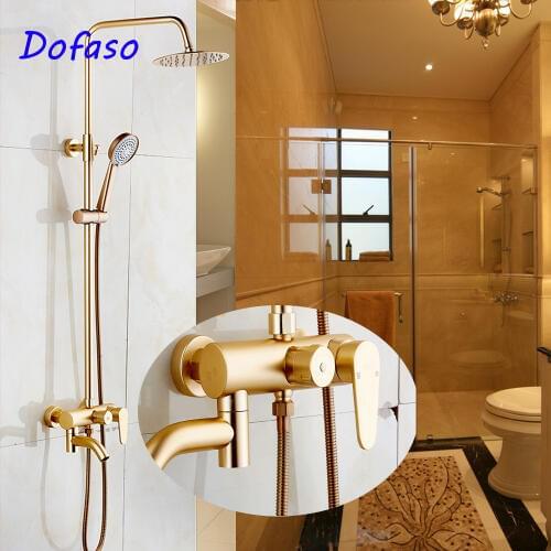 Dofaso Classic gold bathroom rian shower faucet and rose golden shower set with ABS handheld shower