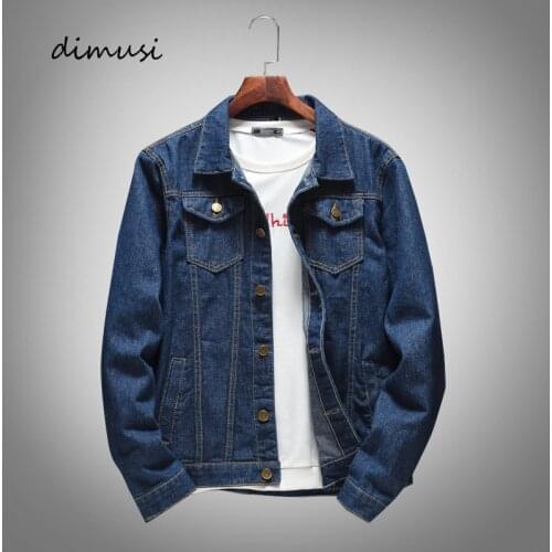 DIMUSI Mens Denim Jacket Mens Trendy Fashion Bomber Thin Ripped Denim Jacket Male Outwear Solid Cowboy Jeans Jackets Clothing
