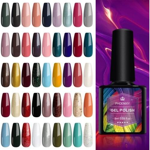 Gel Polish 45Colros 8ml Nail Polish Soak Off UV Nail Art Gel Polish Glitter for Nail Design Semi Permanent Gel Nail Varnish