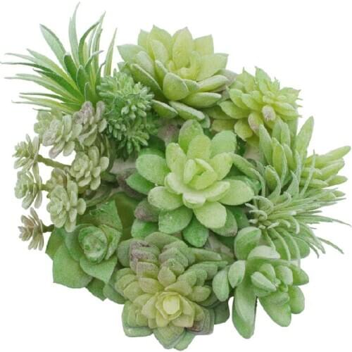 Artificial Flocking Plants Mini Flower Succulents Fake Plastic PVC Bonsai Plant Home Bedroom Garden Wedding Office Decoration