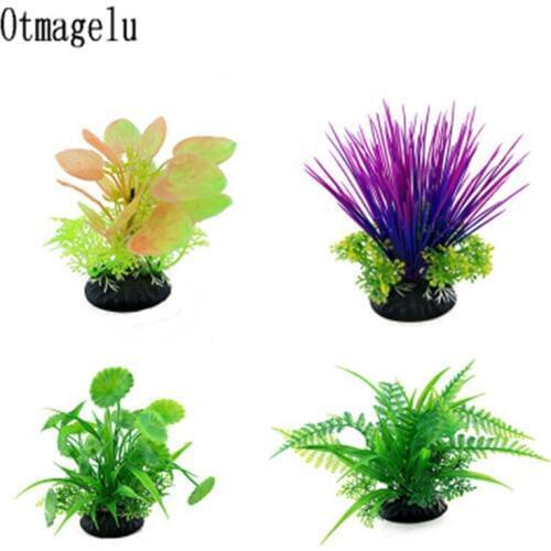 6PC 12cm Artificial Plastic Green Plants Fish Tank Underwater Narcissus Water Grass Aquarium Landscape Decor