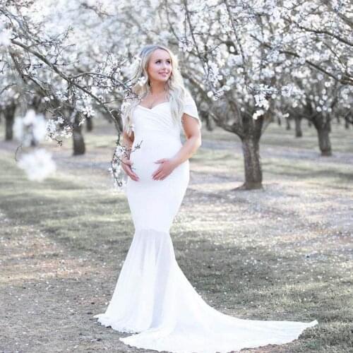 JAYCOSIN Elegant Women Pregnants Chiffon Splicing Photography Props Trapless Long Maternity Dress Ruffles Maxi Gown Long Dress