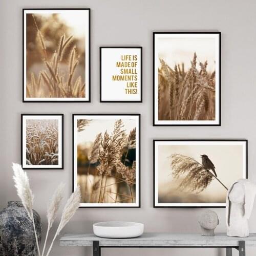 Reed Wheat Bird Quotes Autumn Landscape Wall Art Diy Diamond Painting Nordic Posters And Prints Pictures For Living RoomZP-4749