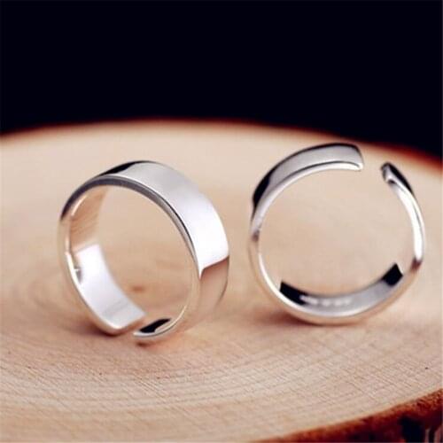 HEYLUOKE Korean Japan fashion bright glossy smooth adjustable ring punk rings for women ladies girls TYR0209