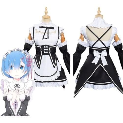 Anime Re:Zero Life in a Different World from Zero Rem Outfit Cosplay Costume For Women Girls Full Set Costume