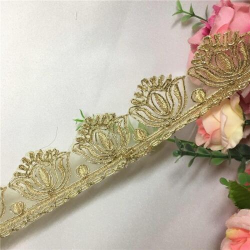 Delicate Free-shipping 5Yard Wedding Dress Cording Lace Applique Gold Thread Embroidery Lace Accessories Trim 3.5CM LJ0041