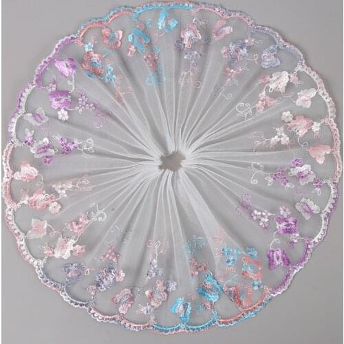 30Yards 12/20cm Wide Colorful Floral Edge Embroidered Lace Trim Ribbon Wedding Dress Clothing Sewing Fabric for Jewelry Crafts