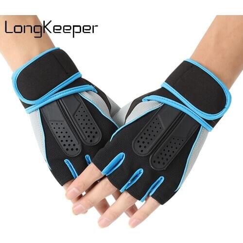 LongKeeper New Half Finger Sport Gloves Men Women Anti Slip Shockproof Glove Breathable Bicycle Cycling Gym Fitness Luvas