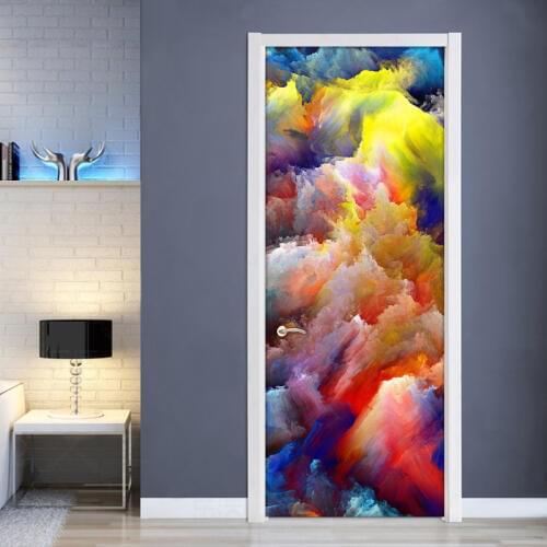 High Quality Modern 3D Color Clouds Abstract Art Wall Painting PVC Self-adhesive Living Room Door Mural Wallpaper Home Decor