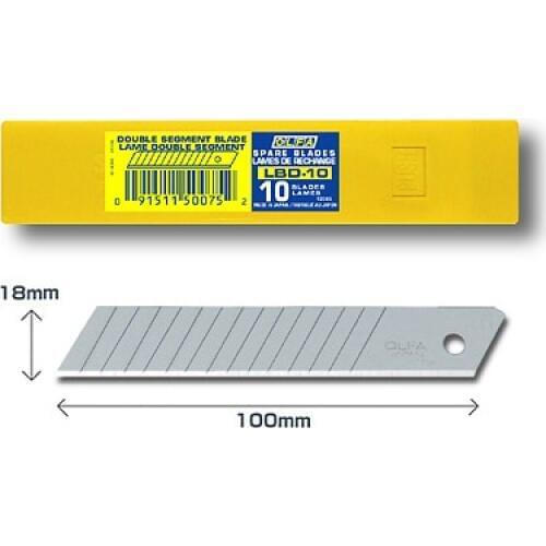 OLFA LBD-10 18mm Double segments heavy-duty Snap-off Blade FOR L-1 L-2 L-3 EXL BN-L NOL-1 NL-AL L5-AL L-5 DL-1 L-1 L-6 L6-AL