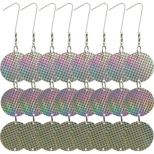 24PCS/Set Bird Repellent Discs Reflective Hanging Device to Keep Birds Away Like Woodpeckers for Pigeons Woodpeckers