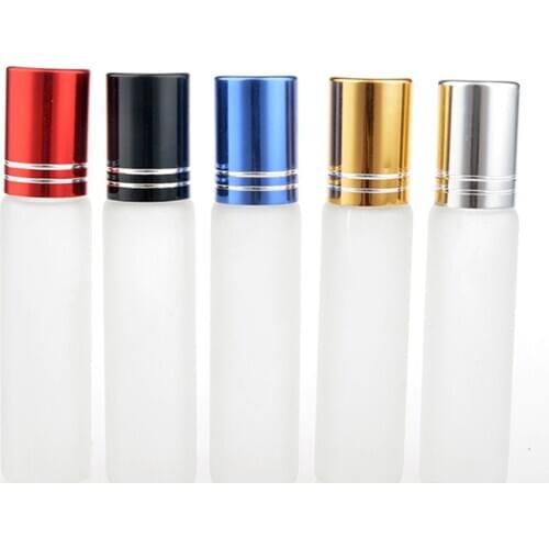 10ml Clear Frosted Thick Glass Roll On Essential Oil Empty Perfume Sample Bottle 10cc Stainless Steel Roller Ball