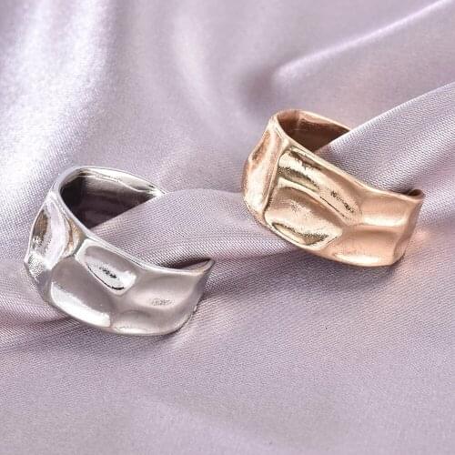Adjustable Frosty Irregular Concave Convex Face Wide Face Couple Simple Ring Punk Hip Hop Ring Female Jewelry Gift Wholesale
