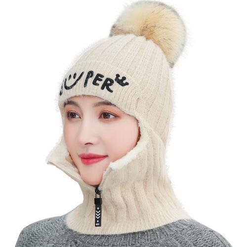 Hat female winter thick knit wool hat autumn and winter wild plus velvet warm cycling anti-cold cap