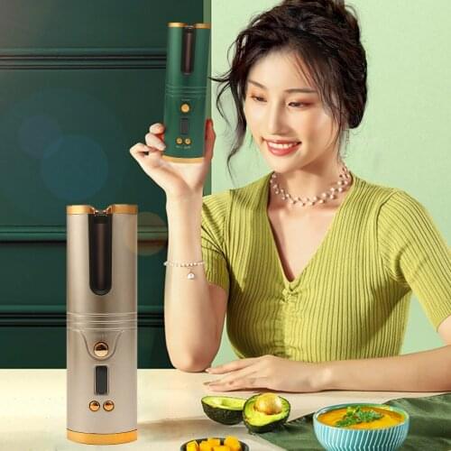 USB Rechargeable Portable Cordless Automatic Ceramic Hair Curler LCD Display Temperature Ajustable U Type Hair Curling Iron