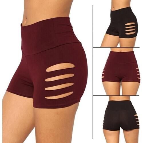 Women Thin Fitness Shorts Casual High Waist Fashion Yoga Shorts Summer Slim Knee-Length Bottoms Black Sport Shorts Streetwear