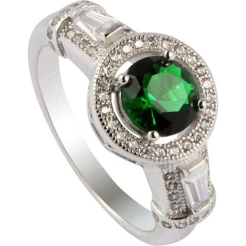 SHUNXUNZE Explosion models Luxury Cute Wedding rings Jewelry for women Peridot Cubic Zirconia Rhodium Plated R3193D size 6 7 8 9