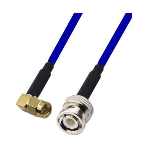 Blue Soft RG142 Double Shielded SMA Male Right Angle to BNC Male Connector RF Coaxial WIFI Antenna Coax Low Loss Cable 50ohm