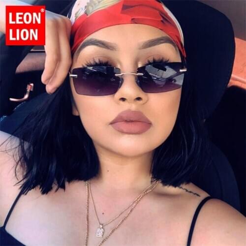 LeonLion Rimless Retro Sunglasses Women 2021 Luxury Eyeglasses Women/Men Vintage Sun Glasses Women Mirror Oculos De Sol Feminino