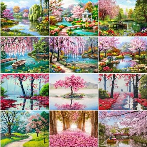 Full Diamond 5D Diy Diamond Painting Tree Landscape Rhinestone Diamond Embroidery Cross Stitch Landscape Mosaic Home Decoration