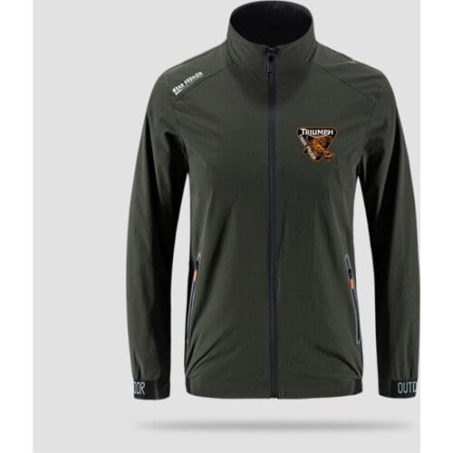 Triumph Tiger Animation Fist Slim Sport Street Windbreaker Zipper Thin Jacket Mens Casual Front Printing Jacket Asian Size