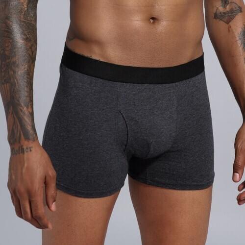 Men Boxer Underwear Shorts Open Hole Men Panties Cotton Underpants Pure Men Shorts Underwear Boxer Shorts Cotton Solid Cuecas