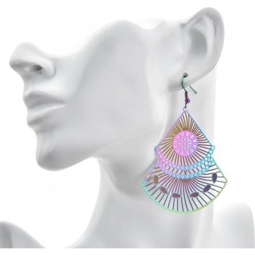 European and American fashion womens stainless steel earrings 2019 new colorful retro jewelry earrings ER-389
