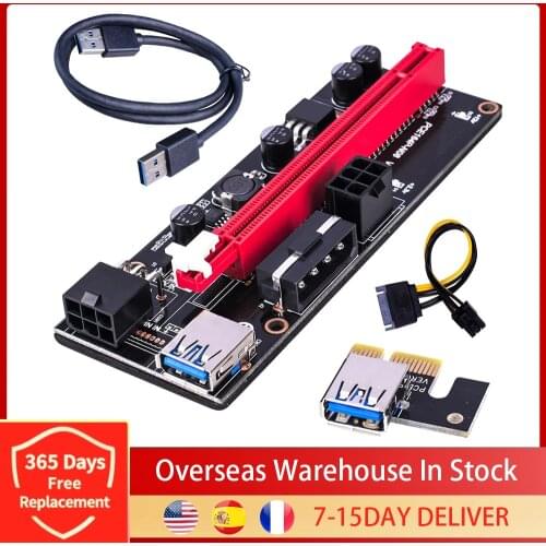 VER009S Usb 3.0 PCI-E Riser Card Express 1X 4X 8X 16X Extender Adapter Sata 15Pin to 6 Pin Power Cable For GPU Miner Mining
