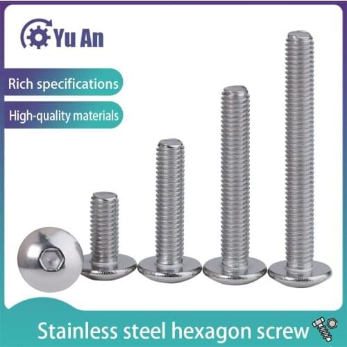304 Stainless Steel Large Flat Head Hexagonal Screw Semi-round Head Screw Head Umbrella Head M3M4M5M6M8 50PCS
