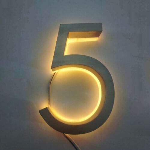 Stainless Waterproof Light sign steel 3D led illumilous light house numbers address nu