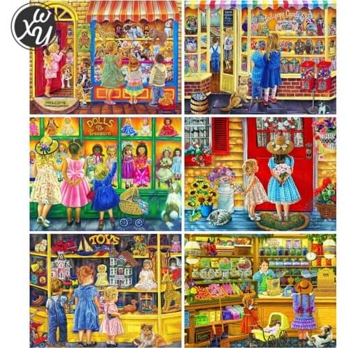 WEIWEI Diamond Painting Dolls Square Round Drill Cartoon Children 5D Mosaic Kit Embroidery Cross Stitch Handmade for Home Decor
