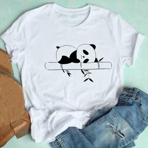 Casual Clothes Print Tshirt Female Tee Top Graphic T-shirt Women Short Sleeve Cartoon Panda Plus Size 4XL Kawaii Panda 90s