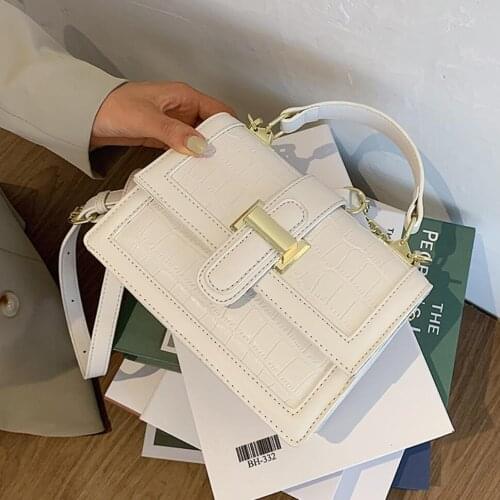 Crocodile Pattern Square Tote Bag 2021 Fashion New High Quality PU Leather Womens Designer Handbag Chain Shoulder Messenger Bag