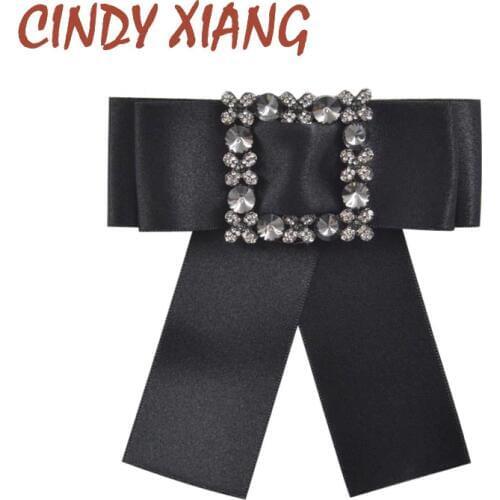 CINDY XIANG Cute Black Ribbon Bow Brooches for Women Handmade Exquisite Bowknot Wedding Brooch Shirt Accessories Necktie Tie