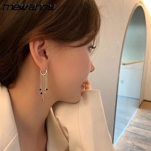 Mewanry 925 Sterling Silver Tassel Earrings for Women New Trend Fashion Elegant Sweet Party Jewelry Wedding Gift Prevent Allergy