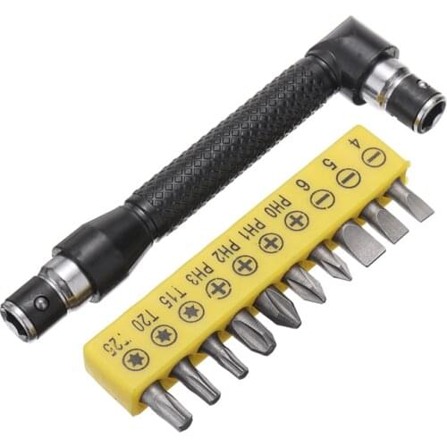 10 in 1 L-shaped Wrench Mini Double Head Socket Wrench Spanner with Screwdriver Set Driver Bit Set Screwdriver Bits Hand Tools