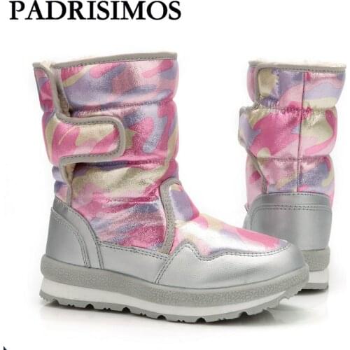 2020 New Childrens Boots Little Girl Pink Snow Boots Winter Warmth Thickening Pure Wool Womens Boots Non-slip Childrens Boots