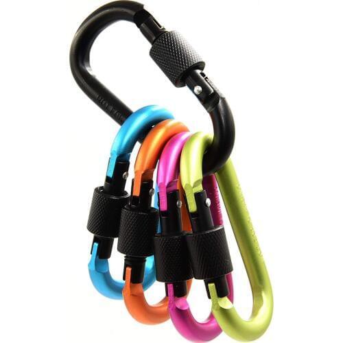 5 pcs D-ring Key Chain Aluminum Alloy Carabiner Locking Clip Hook for Camping Equipment
